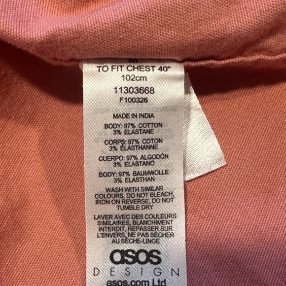 ASOS Men’s Slim Fit Oxford Shirt in Pink (salmon) - Medium - Picture 4 of 7